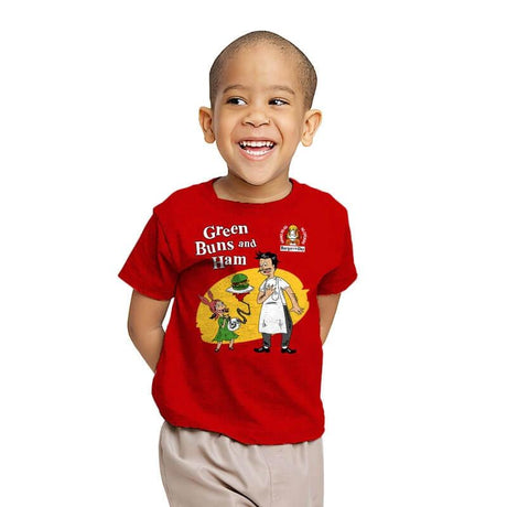 Green Buns and Ham - Youth T-Shirts RIPT Apparel X-small / Red