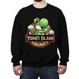 Green Dinosaur Island - Crew Neck Sweatshirt Crew Neck Sweatshirt RIPT Apparel Small / Black