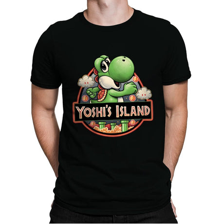 Green Dinosaur Island - Mens Premium T-Shirts RIPT Apparel Small / Black