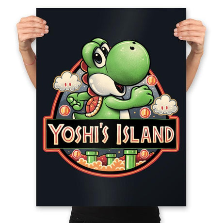Green Dinosaur Island - Prints Posters RIPT Apparel 18x24 / Black
