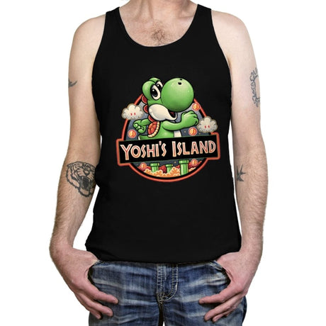 Green Dinosaur Island - Tanktop Tanktop RIPT Apparel X-Small / Black