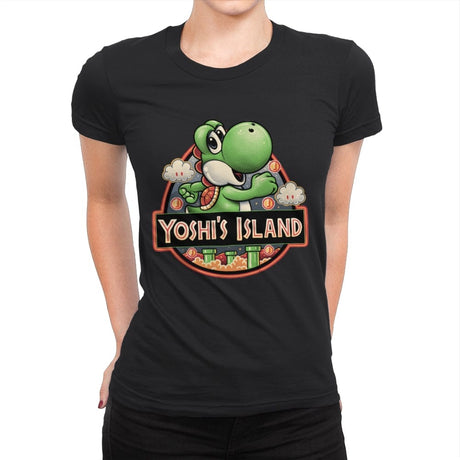 Green Dinosaur Island - Womens Premium T-Shirts RIPT Apparel Small / Black