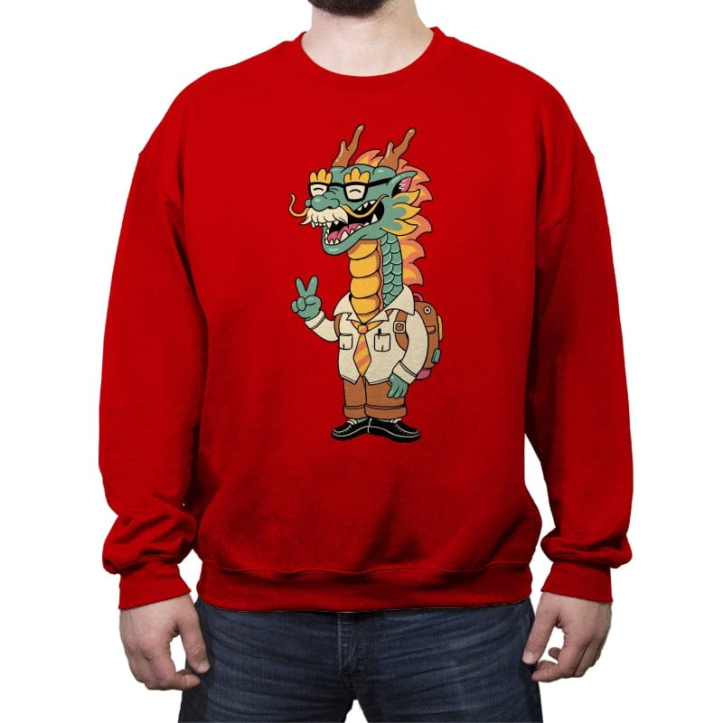 Green Dragon - Crew Neck Sweatshirt Crew Neck Sweatshirt RIPT Apparel Small / Red