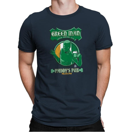 Green Man Irish Green Ale Exclusive - Mens Premium T-Shirts RIPT Apparel Small / Indigo