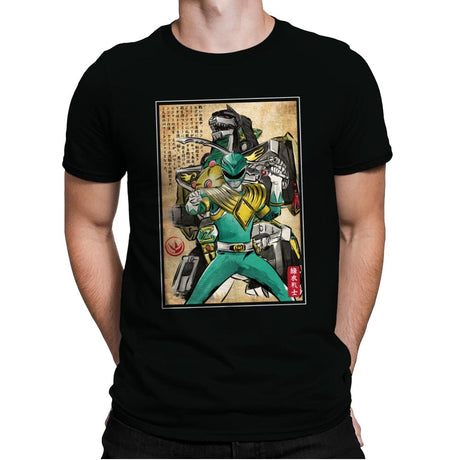 Green Ranger Woodblock - Mens Premium T-Shirts RIPT Apparel Small / Black