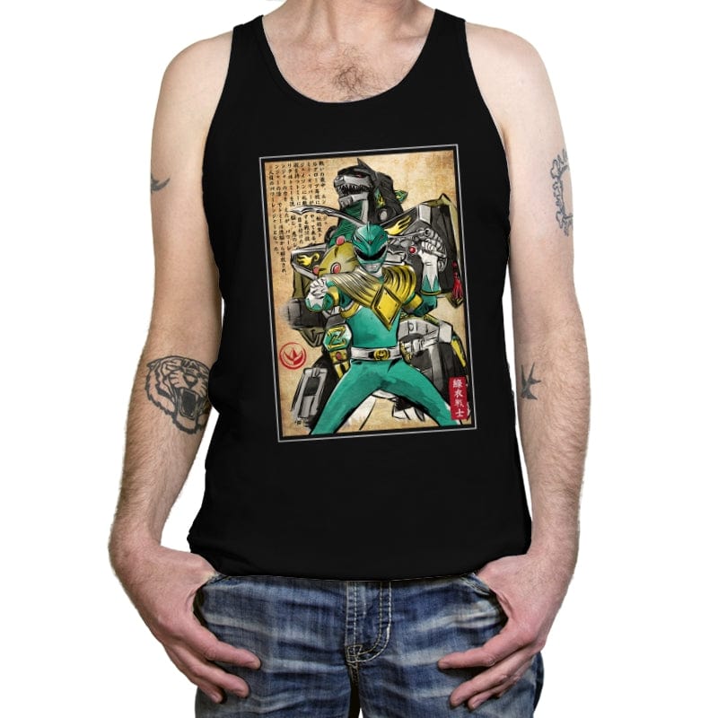 Green Ranger Woodblock - Tanktop Tanktop RIPT Apparel X-Small / Black