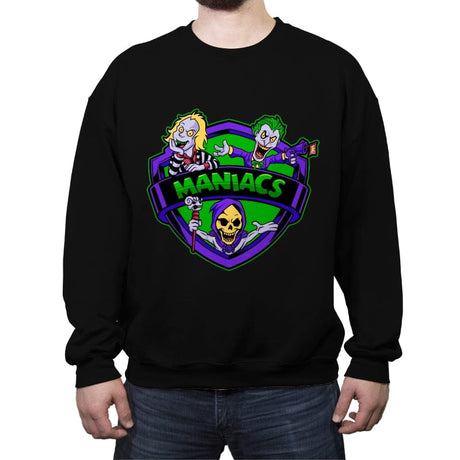 Green Violet Maniacs - Crew Neck Sweatshirt Crew Neck Sweatshirt RIPT Apparel Small / Black