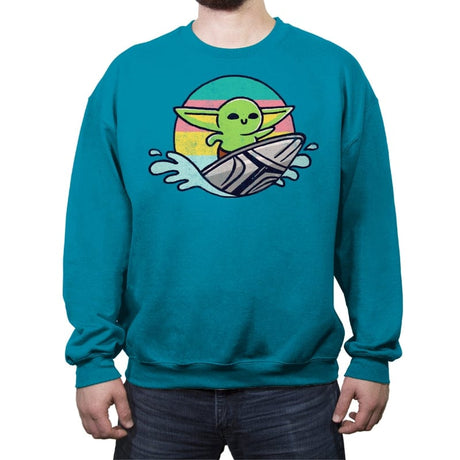 Green Waves - Crew Neck Sweatshirt Crew Neck Sweatshirt RIPT Apparel Small / Antique Sapphire