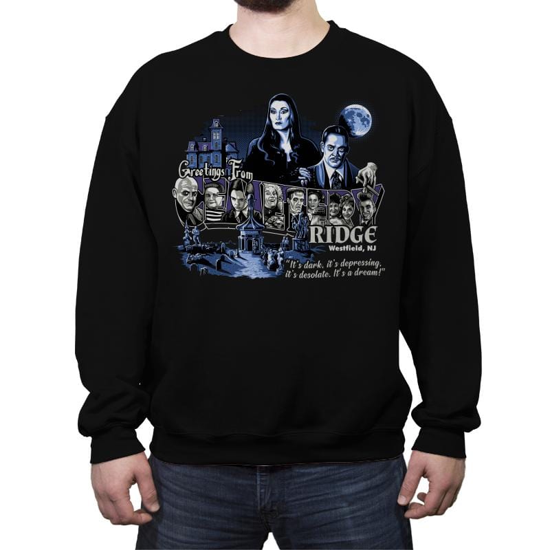 Greetings from Cemetery Ridge - Crew Neck Sweatshirt Crew Neck Sweatshirt RIPT Apparel Small / Black