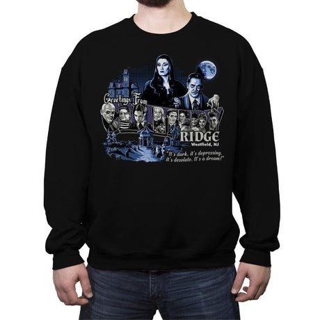 Greetings from Cemetery Ridge - Crew Neck Sweatshirt Crew Neck Sweatshirt RIPT Apparel Small / Black