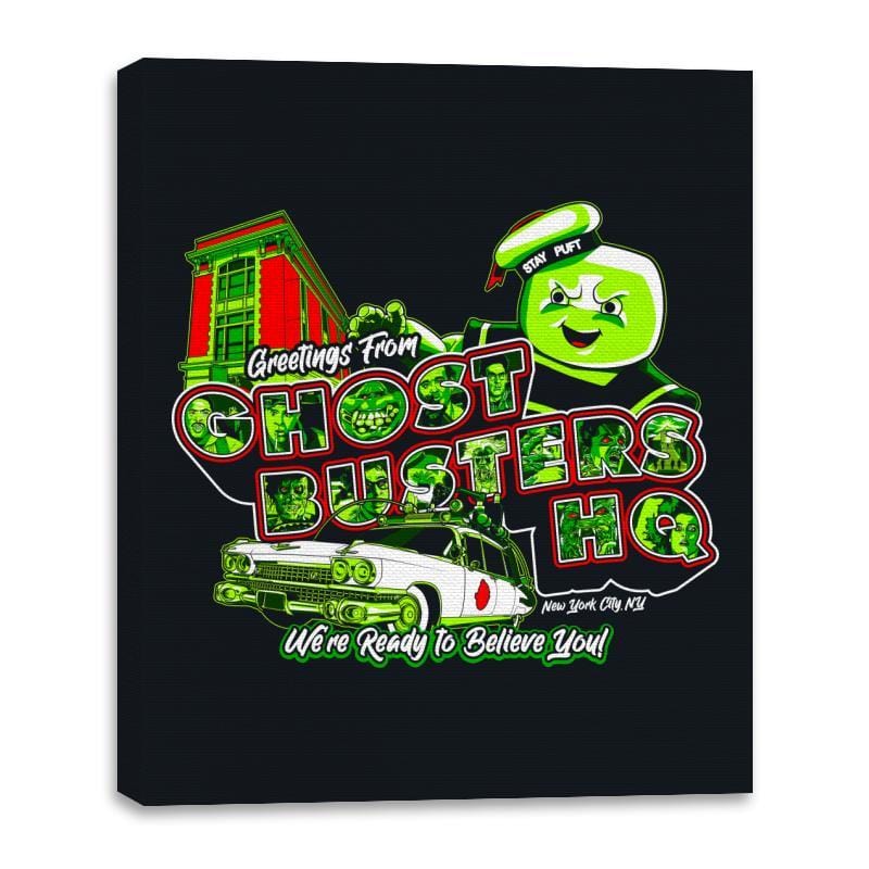 Greetings from Ghost HQ - Canvas Wraps Canvas Wraps RIPT Apparel 16x20 / Black