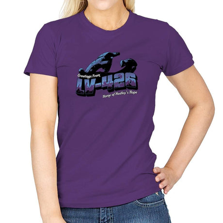 Greetings from LV-426 Exclusive - Womens T-Shirts RIPT Apparel Small / Purple