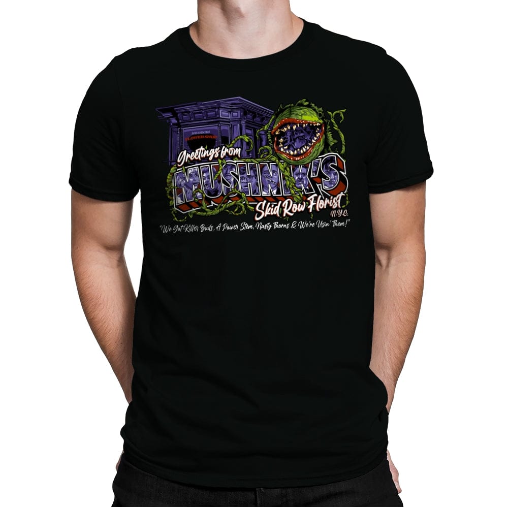 Greetings from Mushnik's - Mens Premium T-Shirts RIPT Apparel Small / Black