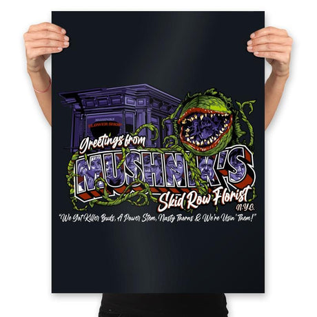 Greetings from Mushnik's - Prints Posters RIPT Apparel 18x24 / Black
