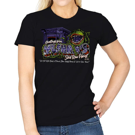 Greetings from Mushnik's - Womens T-Shirts RIPT Apparel Small / Black