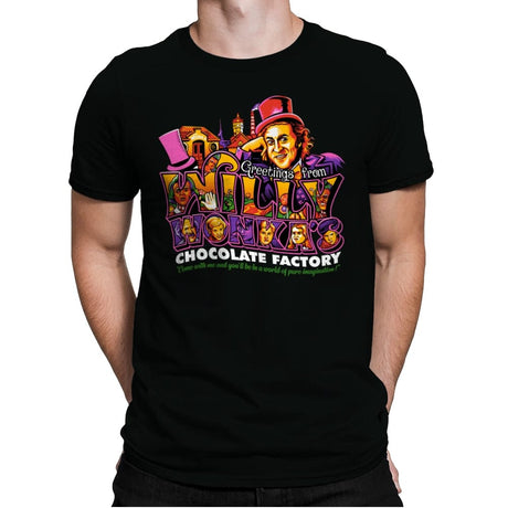 Greetings from the Chocolate Factory - Mens Premium T-Shirts RIPT Apparel Small / Black
