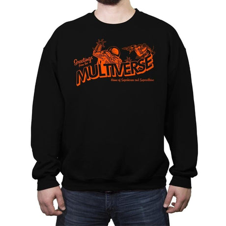 Greetings from the Multiverse - Crew Neck Sweatshirt Crew Neck Sweatshirt RIPT Apparel Small / Black