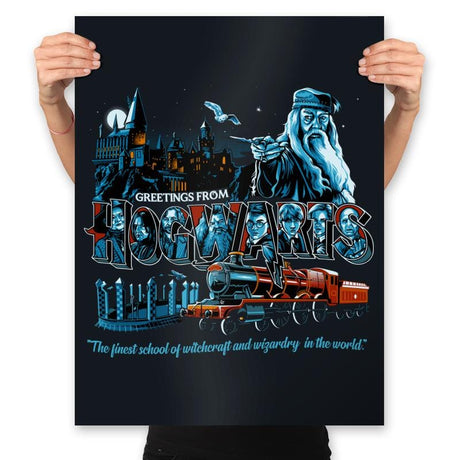 Greetings from The School of Wizardry - Prints Posters RIPT Apparel 18x24 / Black