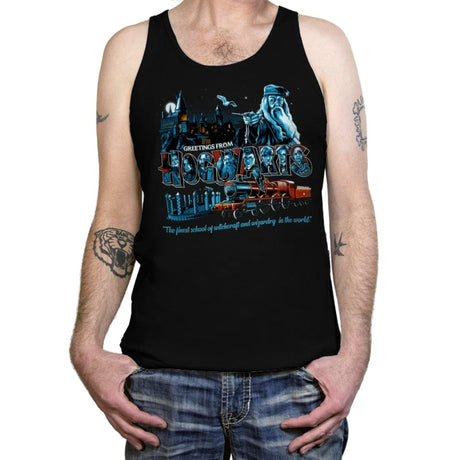 Greetings from The School of Wizardry - Tanktop Tanktop RIPT Apparel X-Small / Black