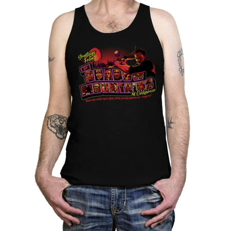 Greetings from The Shadow Mountains - Tanktop Tanktop RIPT Apparel X-Small / Black