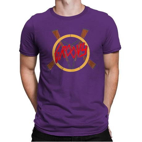Groovy Demon Slayer - Mens Premium T-Shirts RIPT Apparel Small / Purple Rush