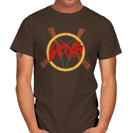Groovy Demon Slayer - Mens T-Shirts RIPT Apparel Small / Dark Chocolate