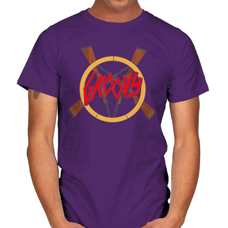 Groovy Demon Slayer - Mens T-Shirts RIPT Apparel Small / Purple