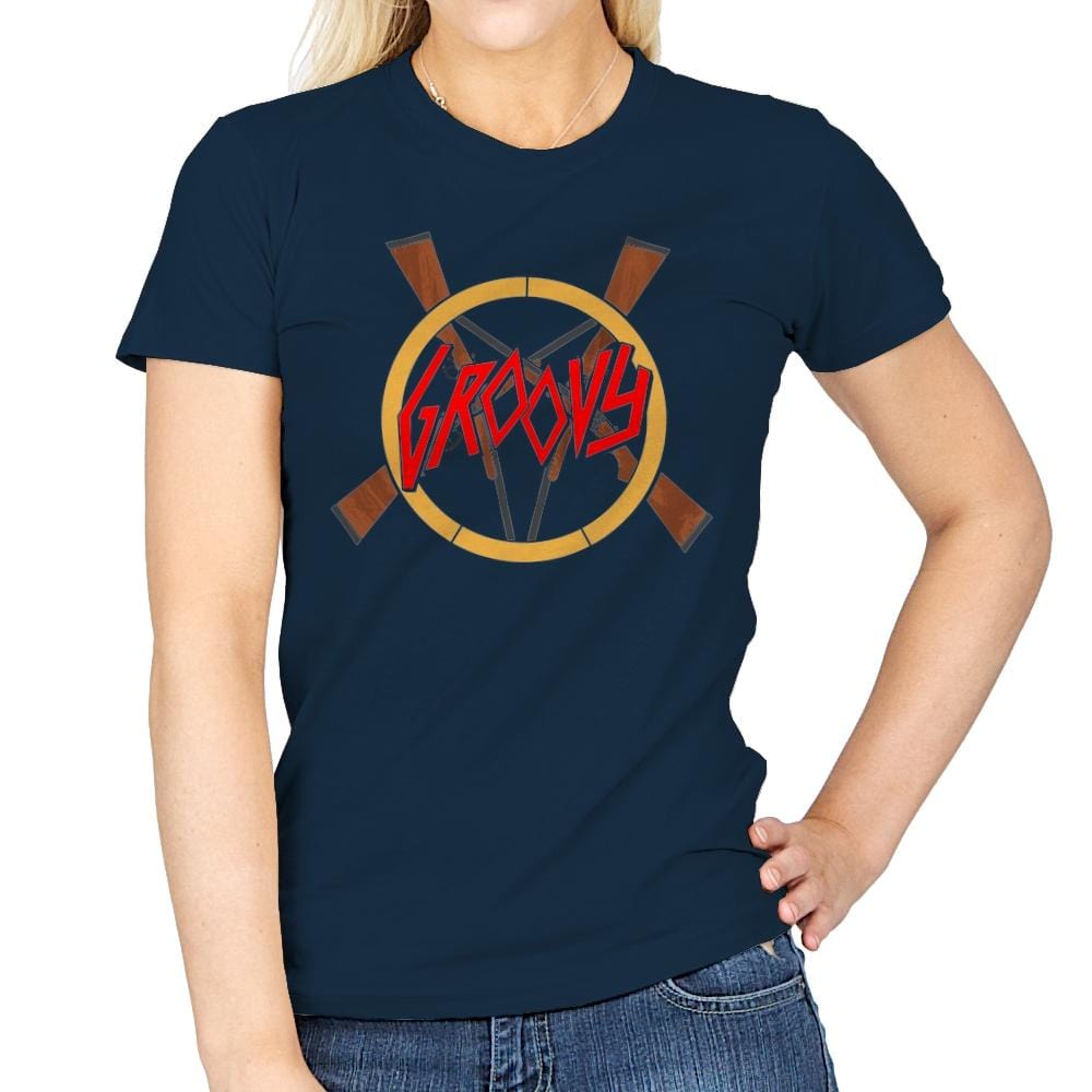 Groovy Demon Slayer - Womens T-Shirts RIPT Apparel Small / Navy