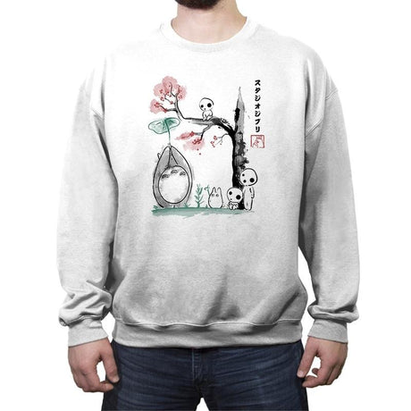 Growing Trees Sumi-e - Crew Neck Sweatshirt Crew Neck Sweatshirt RIPT Apparel