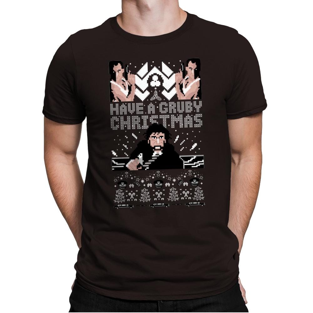 Gruby Christmas - Ugly Holiday - Mens Premium T-Shirts RIPT Apparel Small / Dark Chocolate