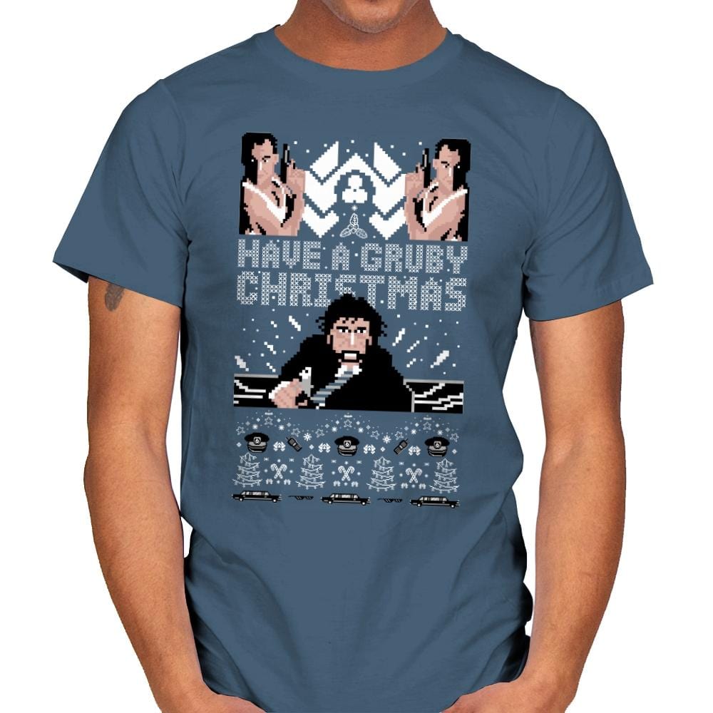 Gruby Christmas - Ugly Holiday - Mens T-Shirts RIPT Apparel Small / Indigo Blue