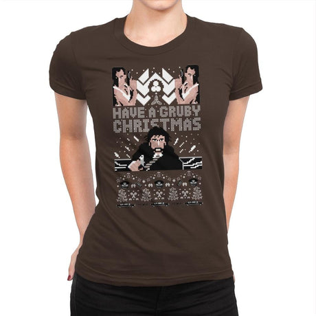 Gruby Christmas - Ugly Holiday - Womens Premium T-Shirts RIPT Apparel Small / Dark Chocolate