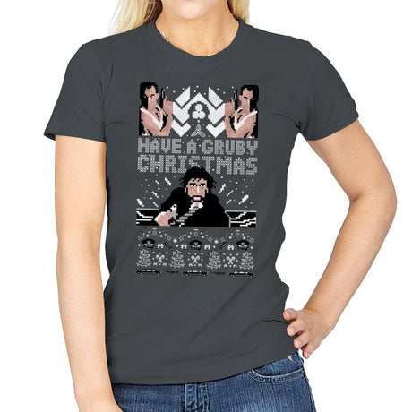 Gruby Christmas - Ugly Holiday - Womens T-Shirts RIPT Apparel Small / Charcoal