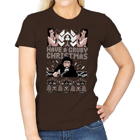 Gruby Christmas - Ugly Holiday - Womens T-Shirts RIPT Apparel Small / Dark Chocolate