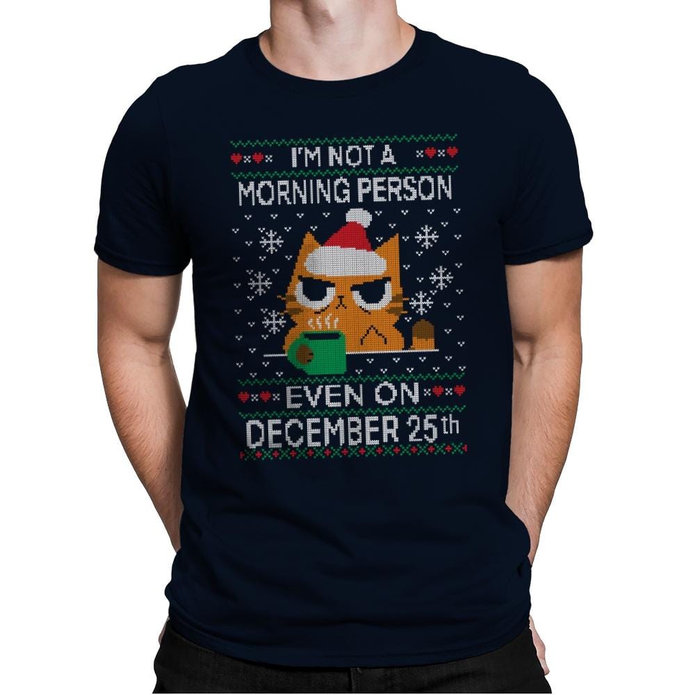 Grumpy Xmas Morning - Mens Premium T-Shirts RIPT Apparel Small / Midnight Navy