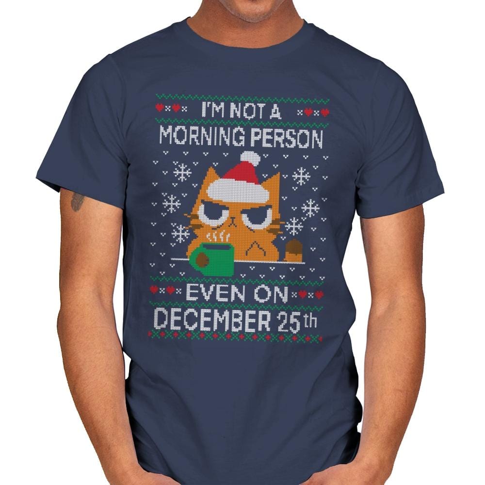 Grumpy Xmas Morning - Mens T-Shirts RIPT Apparel Small / Navy