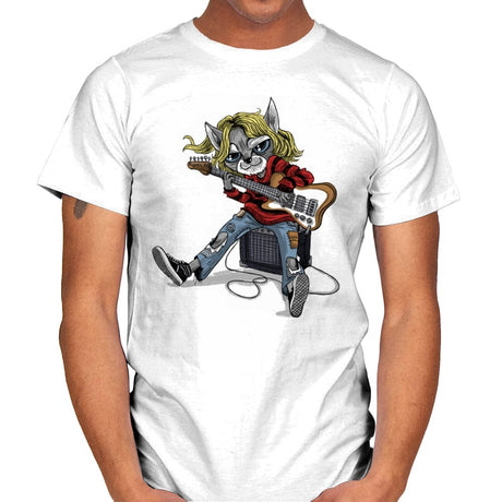 Grunge Cat - Mens T-Shirts RIPT Apparel Small / White