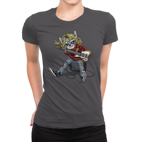 Grunge Cat - Womens Premium T-Shirts RIPT Apparel Small / Heavy Metal
