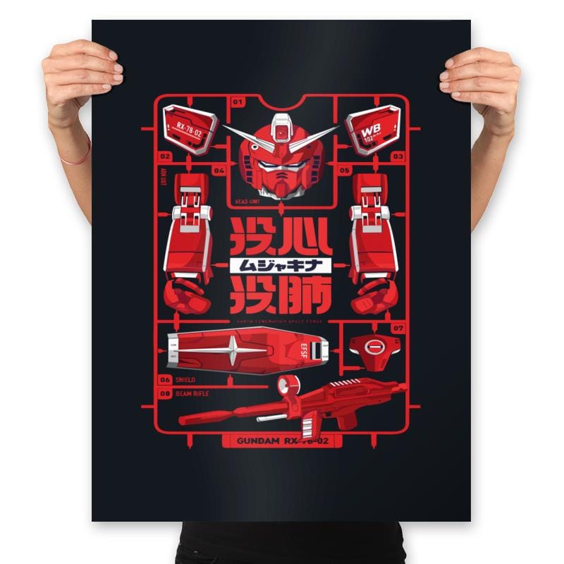 Gundam RX-78-02 Blueprint - Prints Posters RIPT Apparel 18x24 / Black