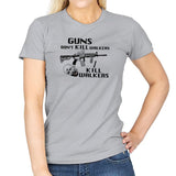 Guns Don't Kill Walkers Exclusive - Womens T-Shirts RIPT Apparel Small / Sport Grey