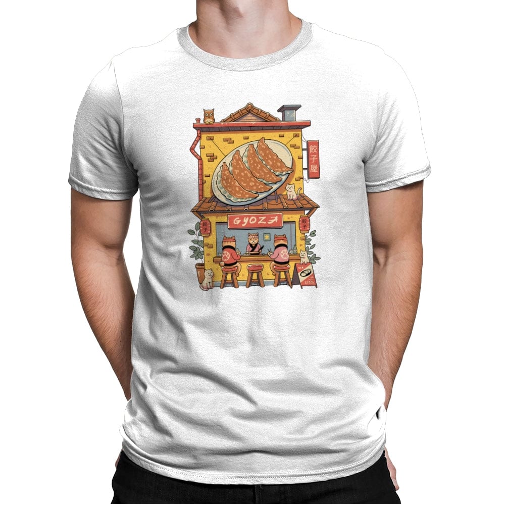 Gyoza Neko House - Mens Premium T-Shirts RIPT Apparel Small / White