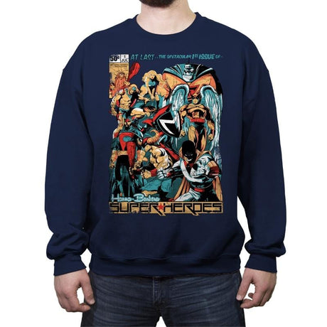 H.B. SUPER HEROES - Crew Neck Sweatshirt Crew Neck Sweatshirt RIPT Apparel Small / Navy