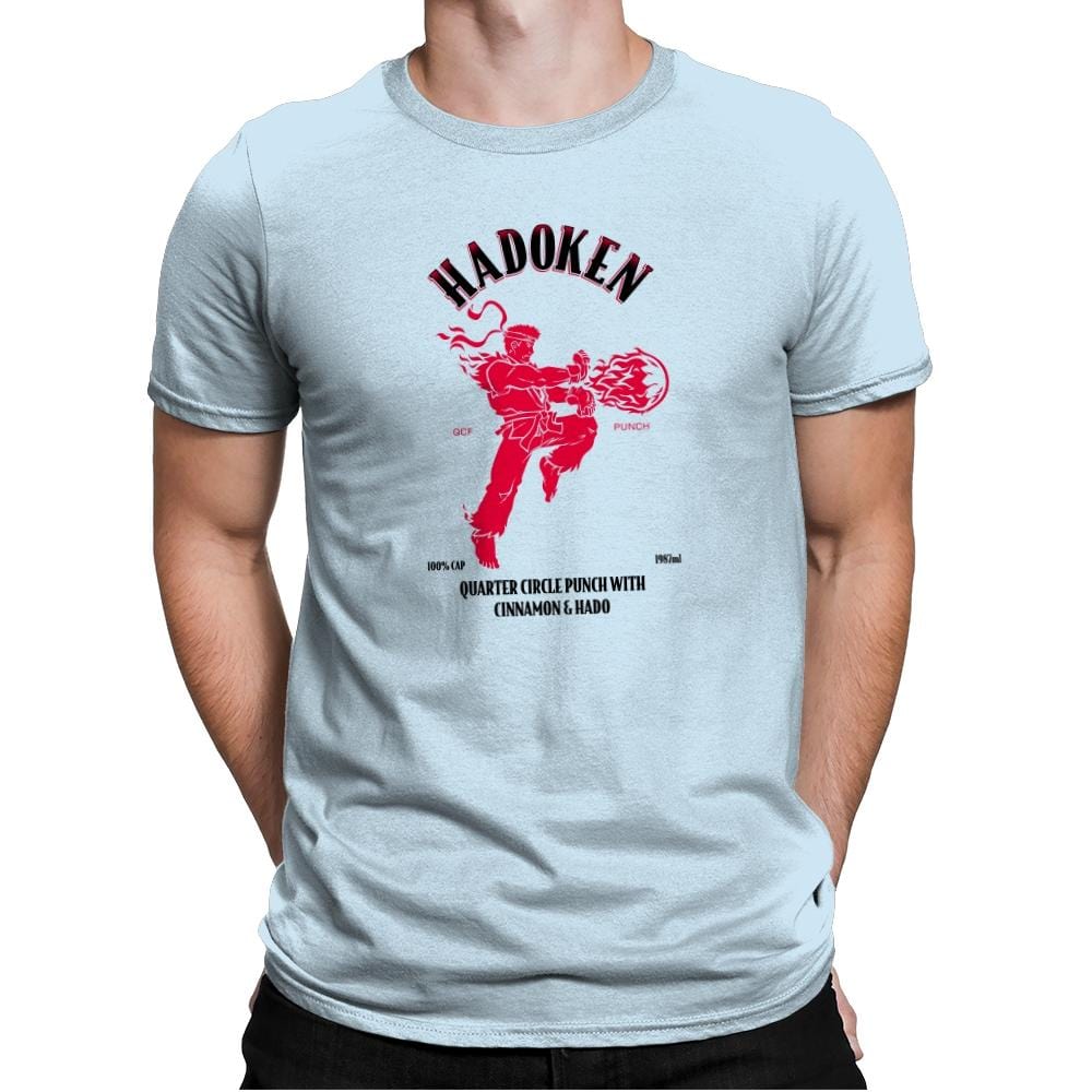 Hadoken Whiskey Exclusive - Mens Premium T-Shirts RIPT Apparel Small / Light Blue