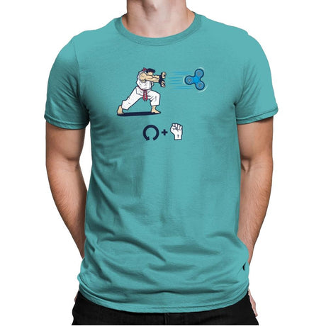 Hadouken Spinner Exclusive - Mens Premium T-Shirts RIPT Apparel Small / Tahiti Blue