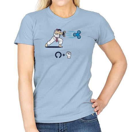 Hadouken Spinner Exclusive - Womens T-Shirts RIPT Apparel Small / Light Blue