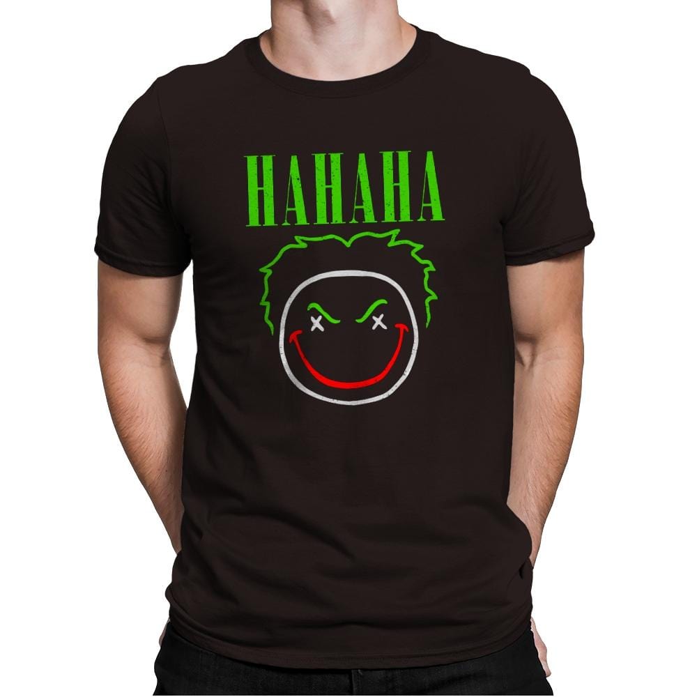 HAHAHA! - Mens Premium T-Shirts RIPT Apparel Small / Dark Chocolate