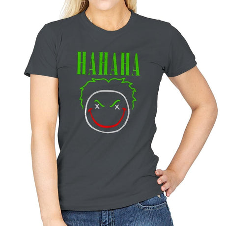 HAHAHA! - Womens T-Shirts RIPT Apparel Small / Charcoal
