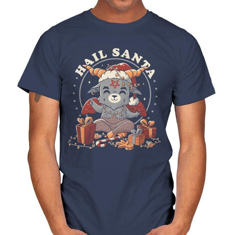 Hail Santa - Mens T-Shirts RIPT Apparel Small / Navy