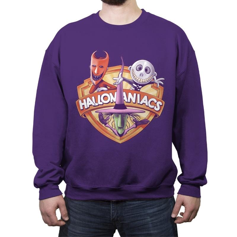 Hallomaniacs - Crew Neck Sweatshirt Crew Neck Sweatshirt RIPT Apparel Small / Purple