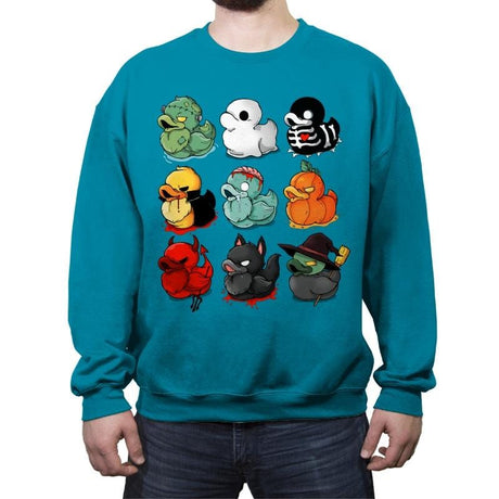 Halloween Ducks - Crew Neck Sweatshirt Crew Neck Sweatshirt RIPT Apparel Small / Antique Sapphire